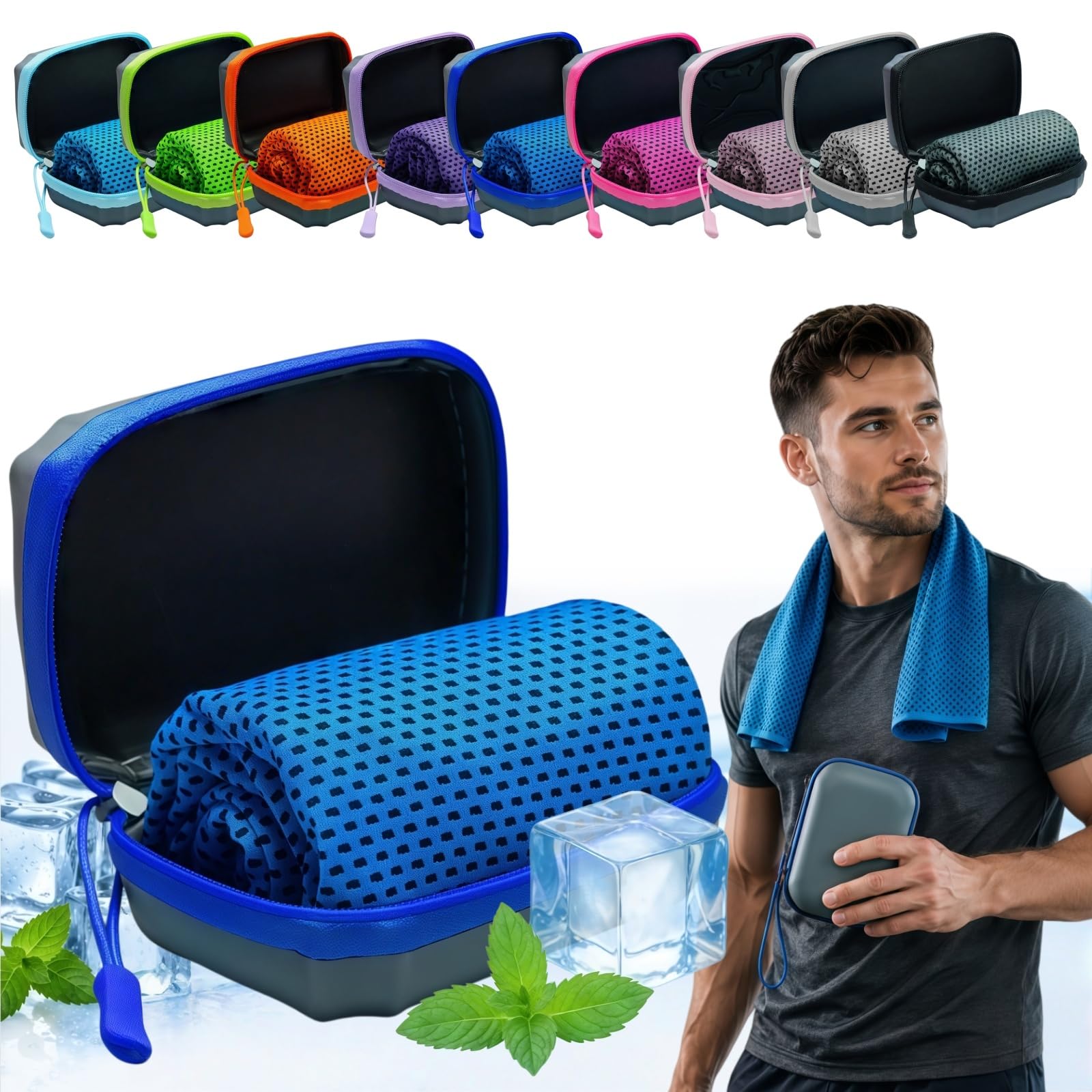 WstaIutno Ice Towel Cooling Towel, Breathable Cool Towels, Cooling Towels for Neck, Mesh Cloths during Hot Weather, Quick Dry Wrap during Daily Commute Workout (Dark Blue, S(30 x 80 cm)-3Pcs)