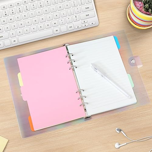 Miniatura 7 de FYY Carpeta transparente A5 con 6 anillas  Carpeta transparente A5 hojas sueltas, cubierta transparente, de plástico, carpeta A5 recargable con 45