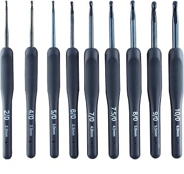 YUYUDEHM 9PCS Navy Crochet Hooks 2.0-6.0mm, Ergonomic Crochet Needle with Soft Silicone Handle, Aluminum Crochet Set for Beginners and Crocheting Knitting Sweaters Scarves Blankets