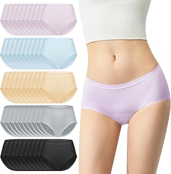 ملابس داخلية نسائية من القطن، 100 قطعة، 20 x 5 عبوات، ألوان وأحجام متنوعة S-XXL، سراويل داخلية نسائية ناعمة قابلة للتنفس، عبوة متعددة للتبرعات بالجملة للمشردين