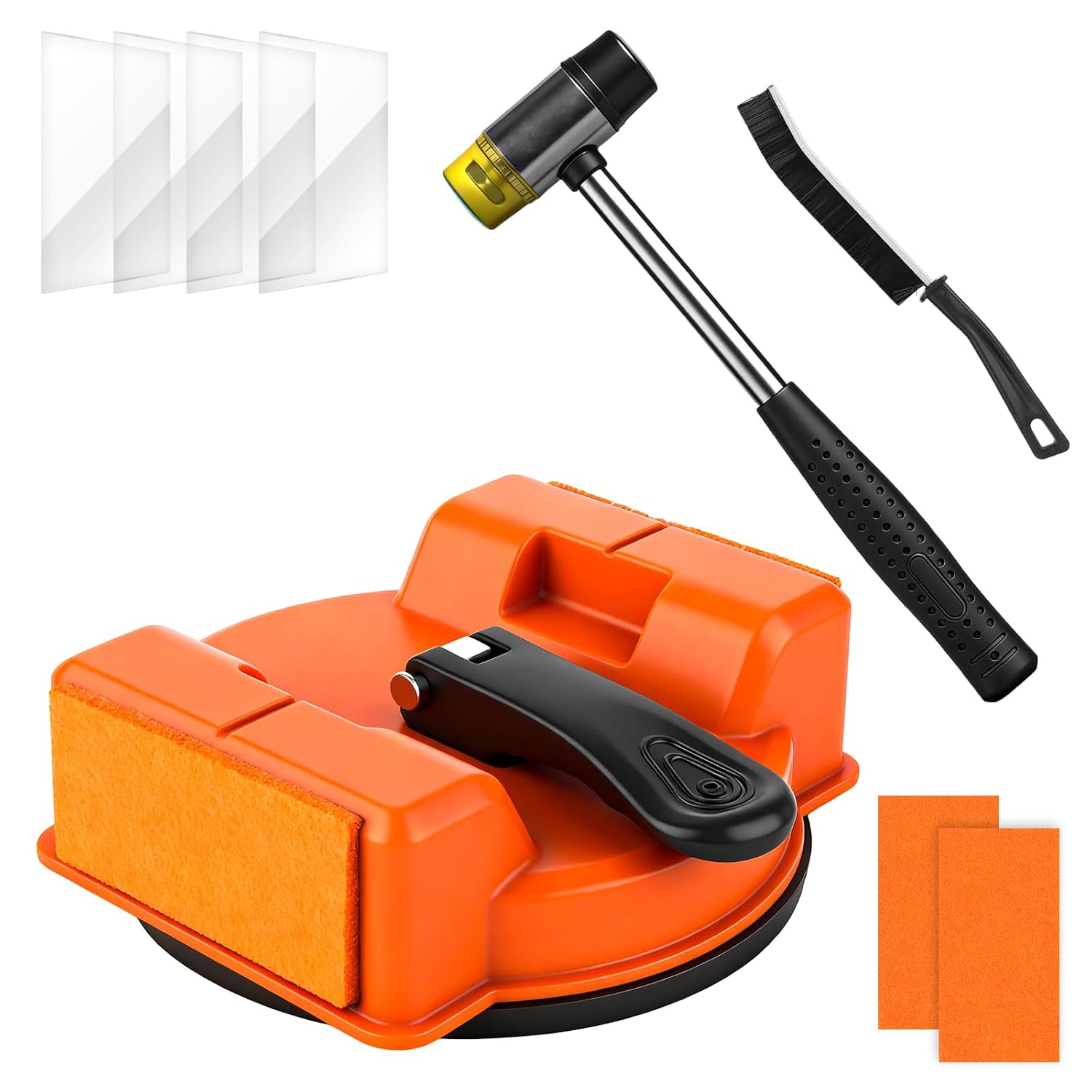 Upgraded Floor Gap Fixer Tool Kit – Heavy Duty Floor Gap Repair Tool with Strong Suction Cup, Rubber Mallet & Cleaning Brush for Laminate, Vinyl Flooring & Hardwood Floors