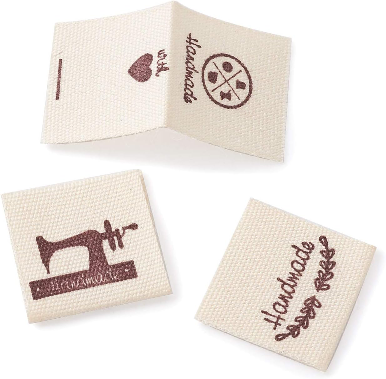 Craftdady 300pcs Handmade Cloth Sewing Labels Woven Cotton Sew on Tapes Ribbon Tags for DIY Art Crafts Sewing Scrapbooking Clothing Decoration