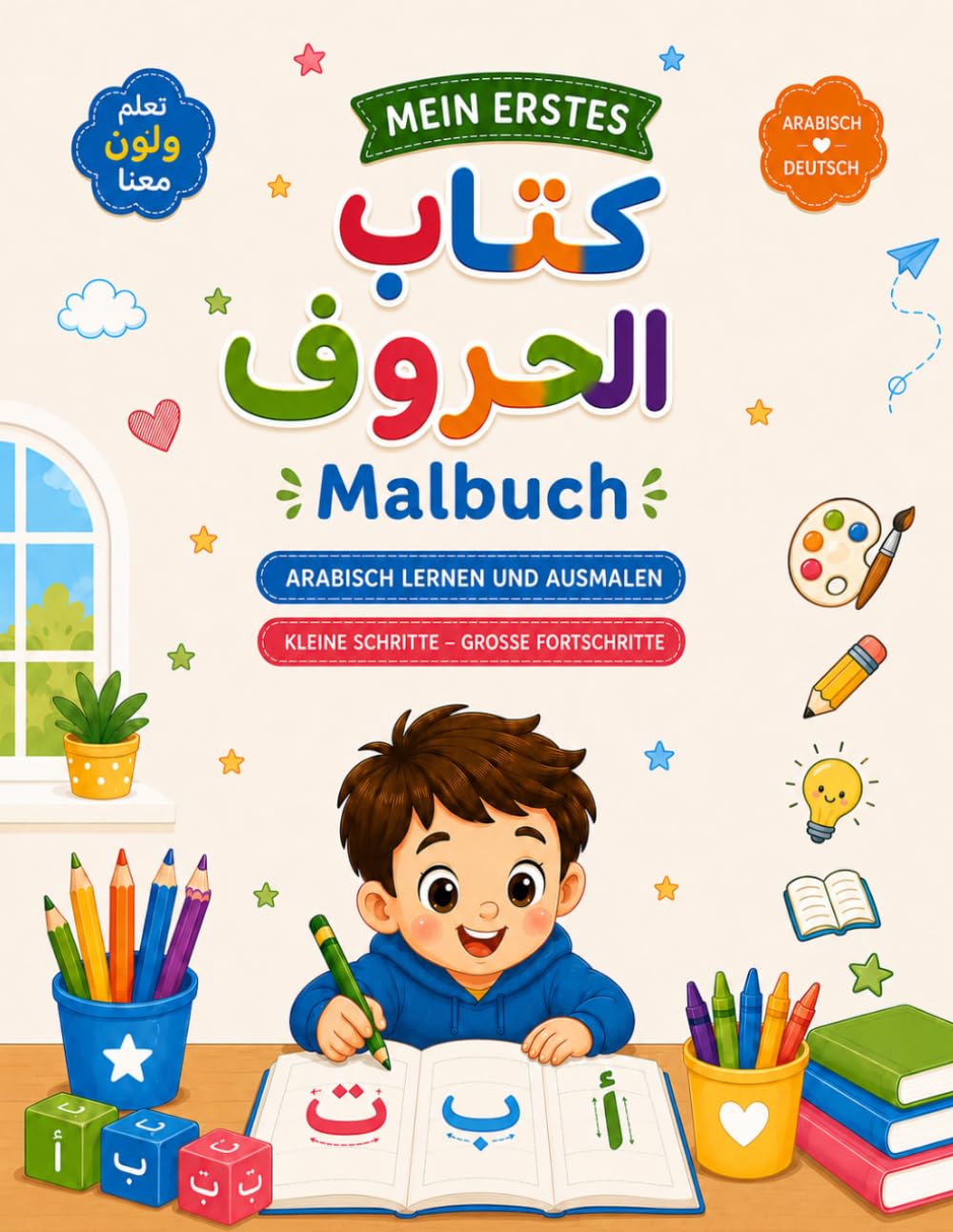 Arabische Buchstaben lernen: Mal und Lernbuch für Kinder--- Arabisch und Deutsch