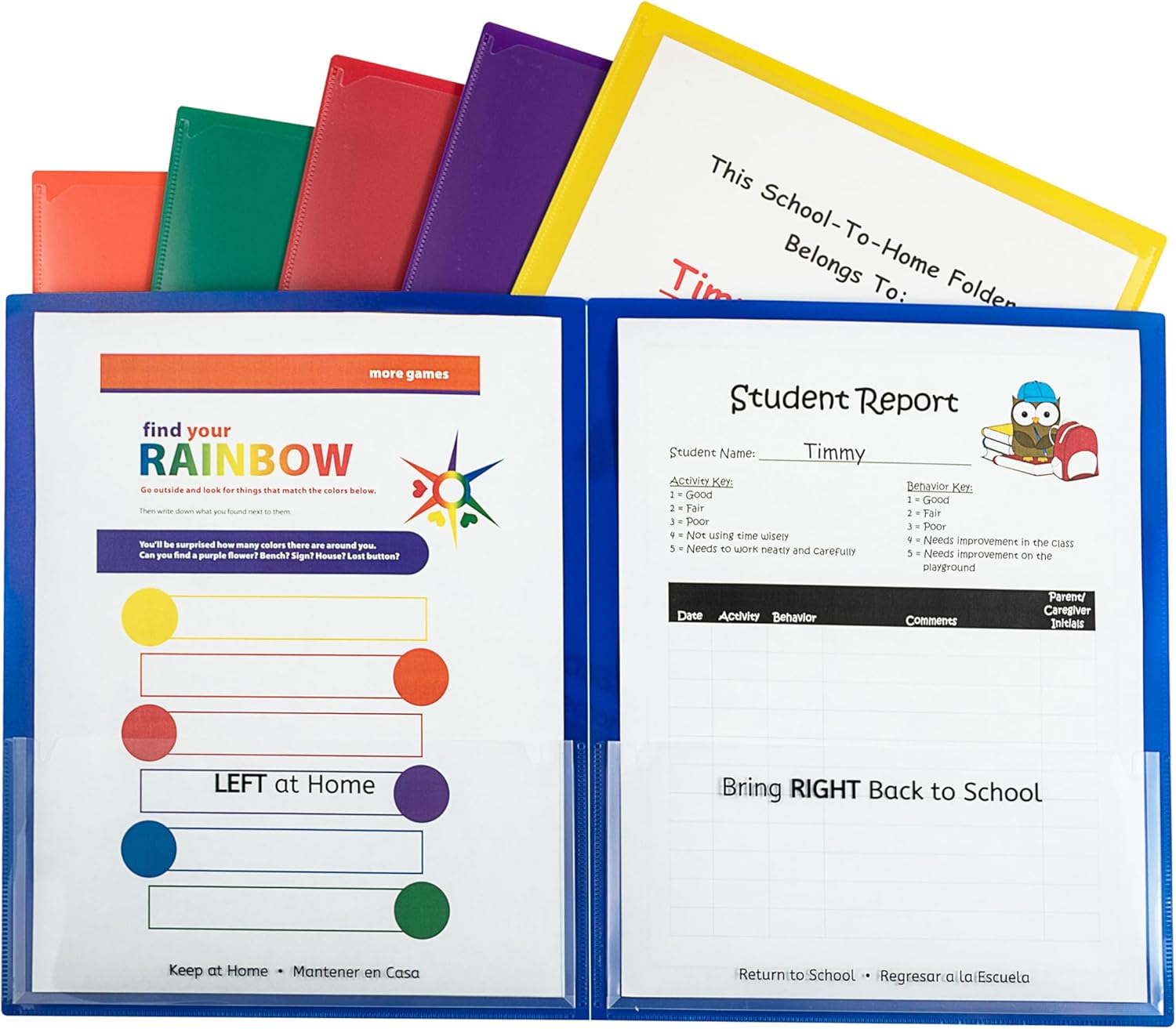 c-line classroom connector school-to-home folders, assorted colors, 6 per pack (32010) pack of 6