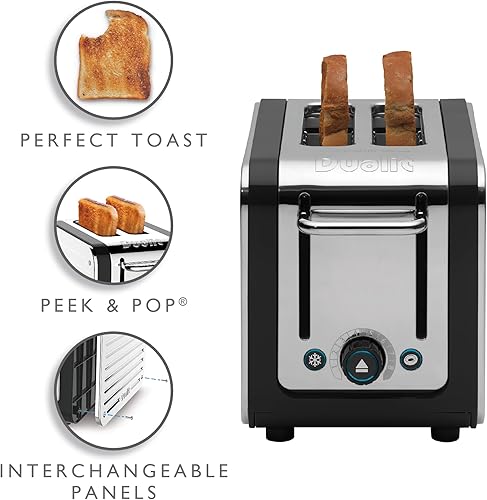 Miniatura 4 de Dualit Design Series 2 - Tostadora de rebanadas  Acero inoxidable pulido con ribete negro  Ranuras extra anchas - Función de mirada y pop -