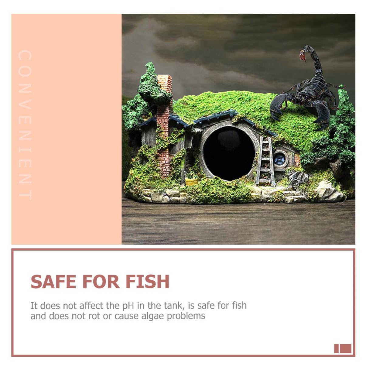 Kisangel Decoración De Acuario Castillo De Resina Escondite para Peces Adorno De Acuario De Casa Refugio Natural para Peces y Reptiles Accesorio De Paisajismo