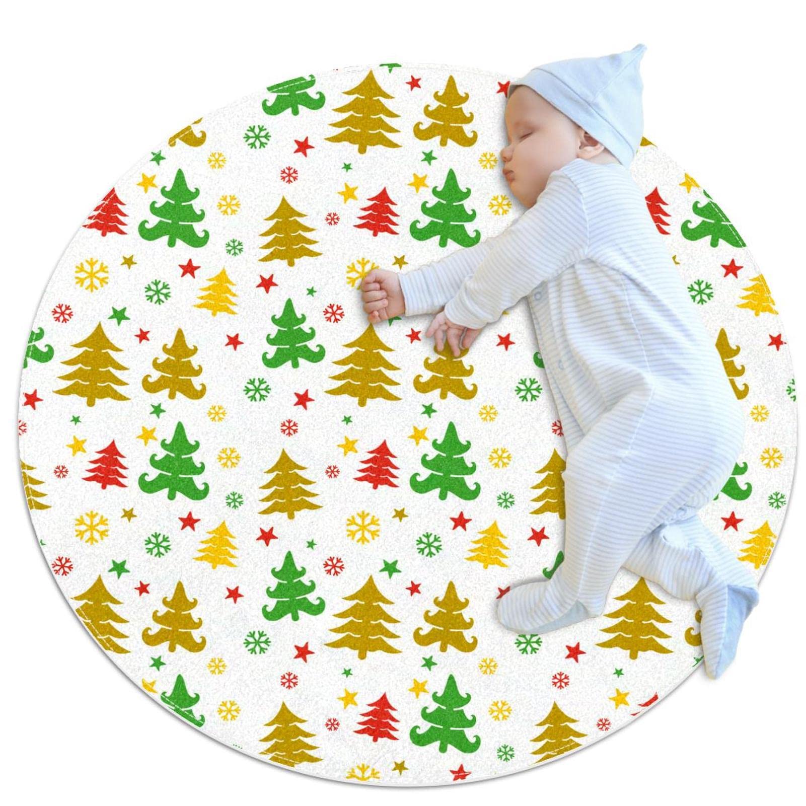 Arbres de Noël colorés tapis de sol circulaire pour égayer votre foyer