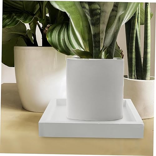 Miniatura 9 de MERRYHAPY Bandeja de maceta de cemento de imitación blanca Alfombra decorativa para exteriores, bandeja de jardín de plástico, placa en maceta