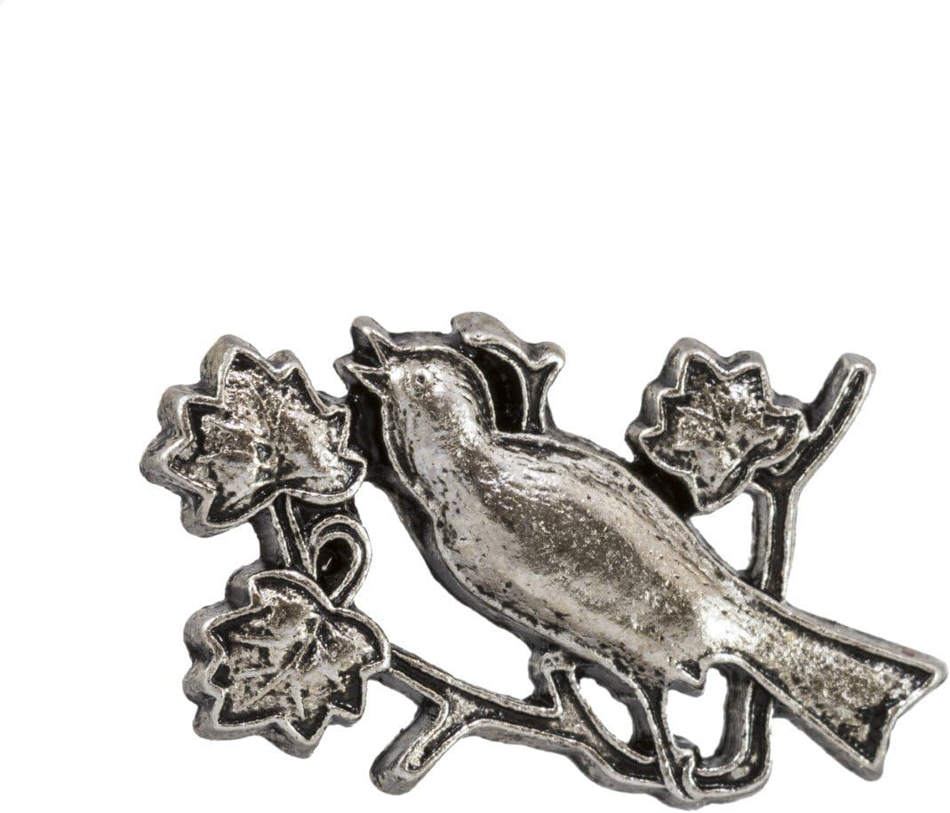 Antique Silver Birds Decorative Push Pins, Set of 15