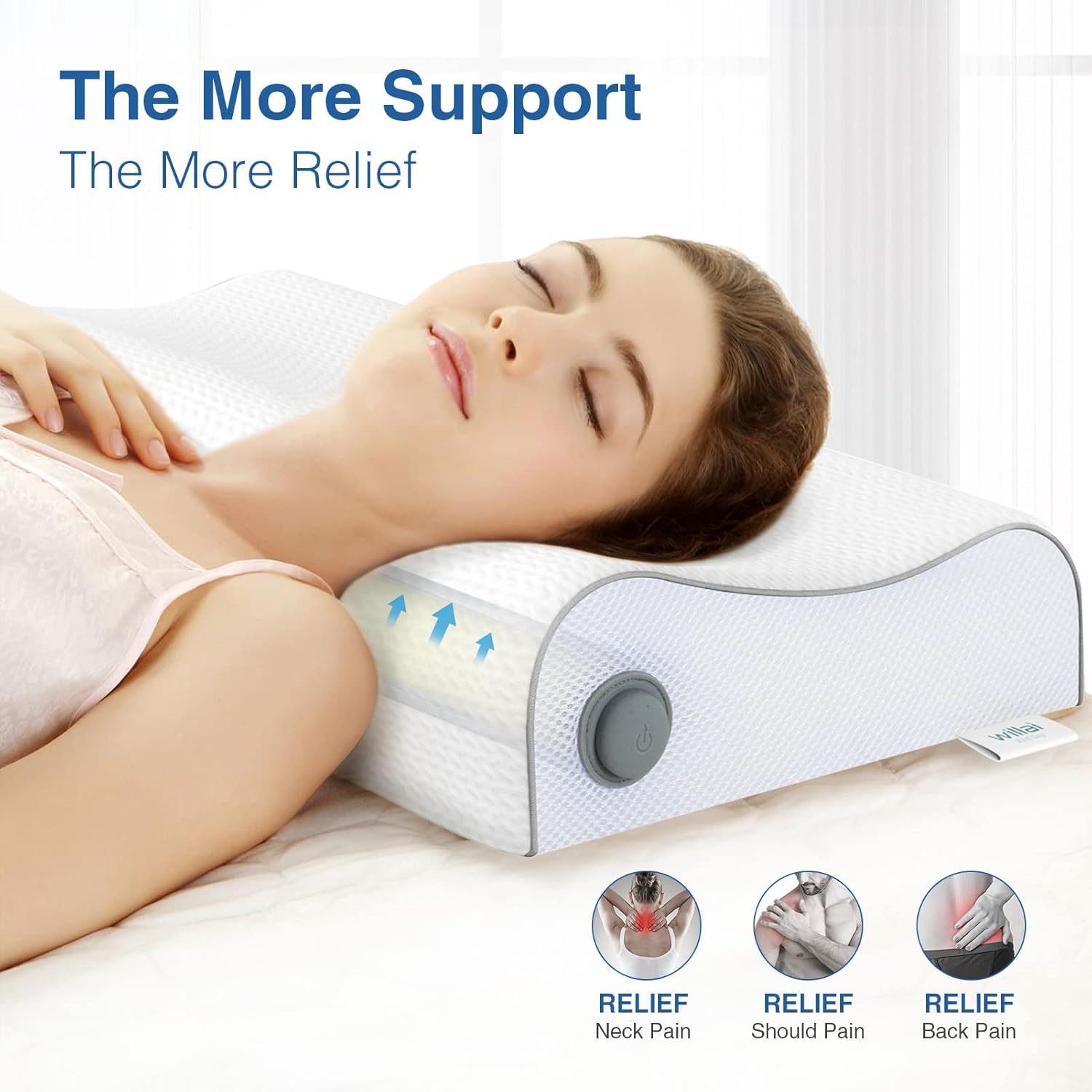 Buy willai Adjustable Neck Pillow for Pain Relief Sleeping, Inflatable Cervical Pillow for Neck