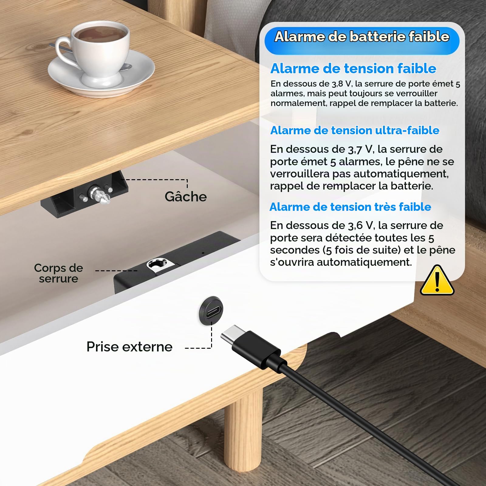 Serrure D'armoire à Empreinte Digitale Sans Clé pour Maison/Bureau | Serrure Biométrique Intelligente de Casier, Serrure à Empreintes Digitales Rechargeable USB