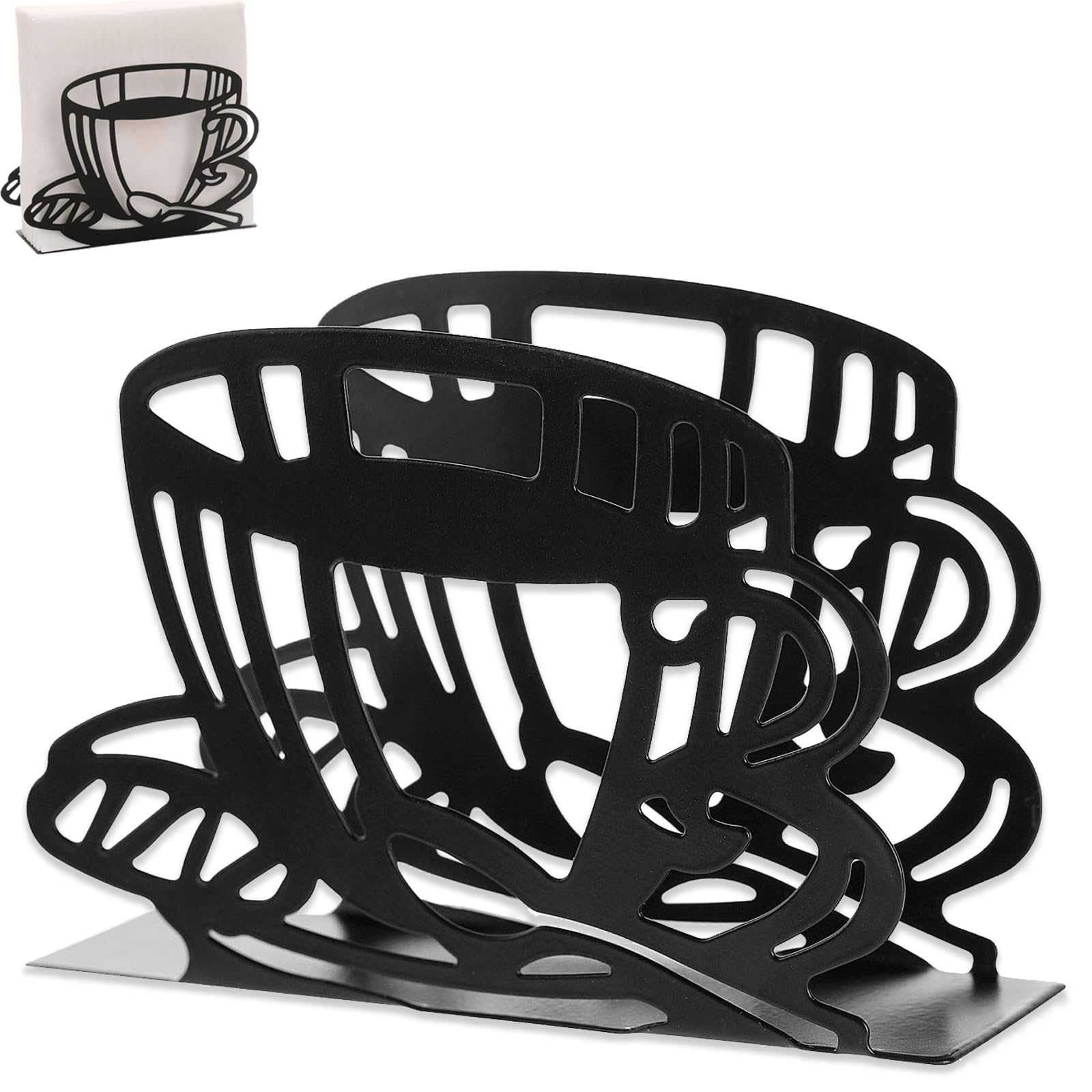 Servilletero, Servilletero de Acero Inoxidable Negro, Servilletero Moderno, Soporte para Servilletas de Mesa, Porta Servilletas Papel de Pie Pequeño, para Bar, Cocina, Restaurante, 13cm