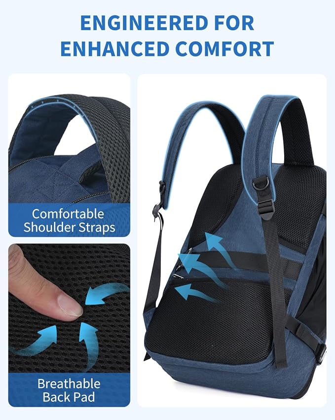 Mochila de viaje WANDF para portátil azul marino 18x14x8 pulg miniatura 7