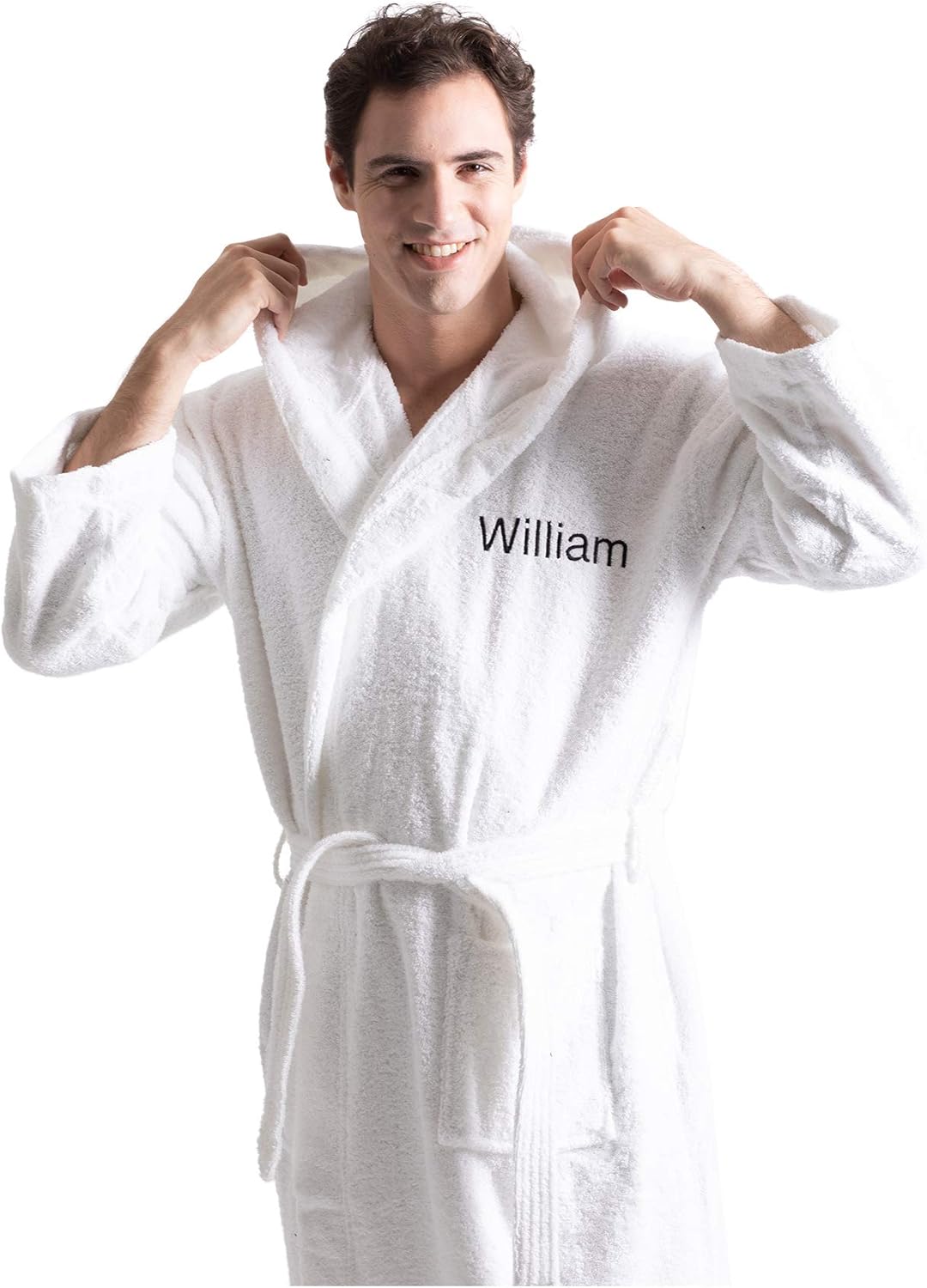 Turkuoise Men's Turkish Terry Cloth Robe, Thick Hooded Bathrobe - Image 2