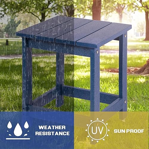 Miniatura 258 de LZRS Mesa auxiliar para exteriores, mesa auxiliar ovalada Adirondack doble con almacenamiento de 2 niveles, mesas auxiliares de HDPE para patio