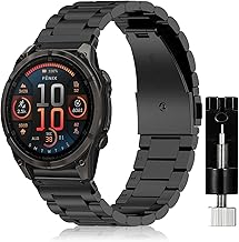 QuickFit 22mm Strap for Garmin Fenix E 47mm/Fenix 8 47mm/Fenix 7 Pro/Fenix 7, Stainless Metal Wristbands for Garmin Marq Golfer (Gen 2)/Descent G1 Solar/Fenix 6 GPS/Fenix 6 Pro GPS - Black