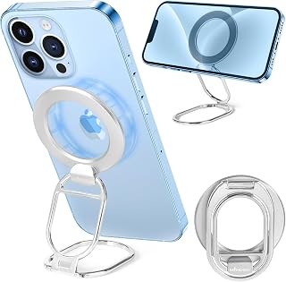 MINDSKY Phone Stand Phone Grip Compatible with iPhone 12/13/14/15 Mini/Pro/Pro Max Accessories Removable Magnetic Finger Phone Ring Grip (Silver)