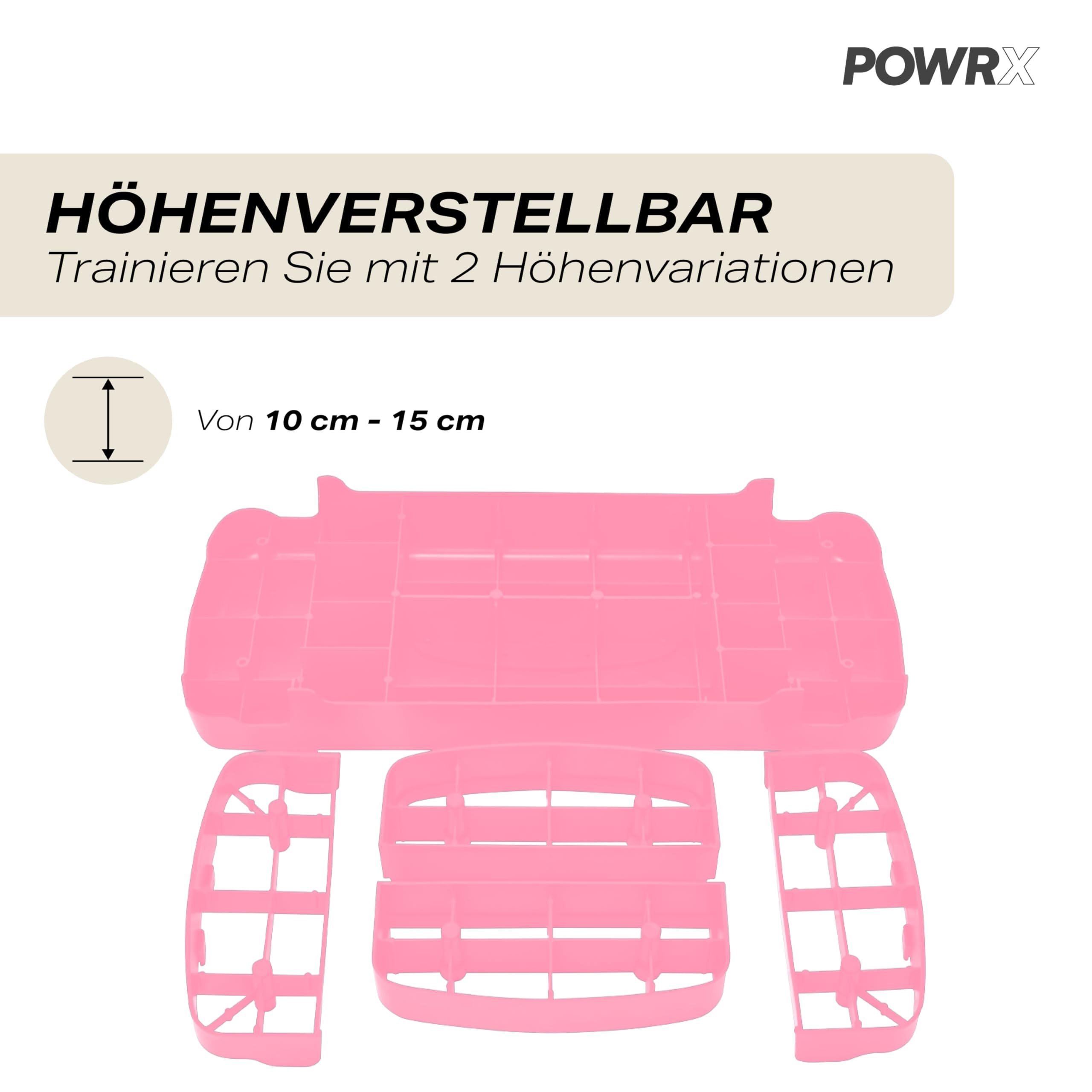 POWRX Aerobic Steppbrett Fitnessgeräte für Zuhause - Step Aerobic Brett mit Rutschfester Matte - Fitness Geräte Zuhause Höhenverstellbarer Stepper