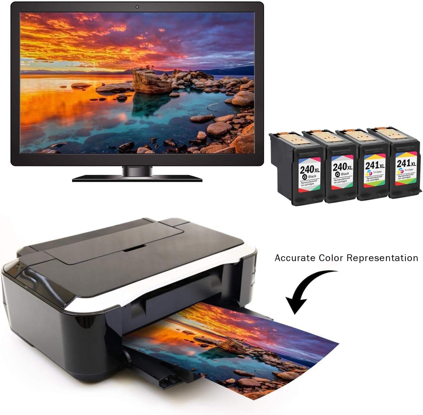 70% оƒƒ Dіѕсоunt Limeink 4 Set Remanufactured Ink Cartridges PG-240XL CL-241XL High Yield for Pixma MG2120 MG2220 MG3120 MG3220 MG3222 MG3520 MG4220 MG4120 MX392 MX372 MX432 MX439 MX452 MX459 MX512 MX514