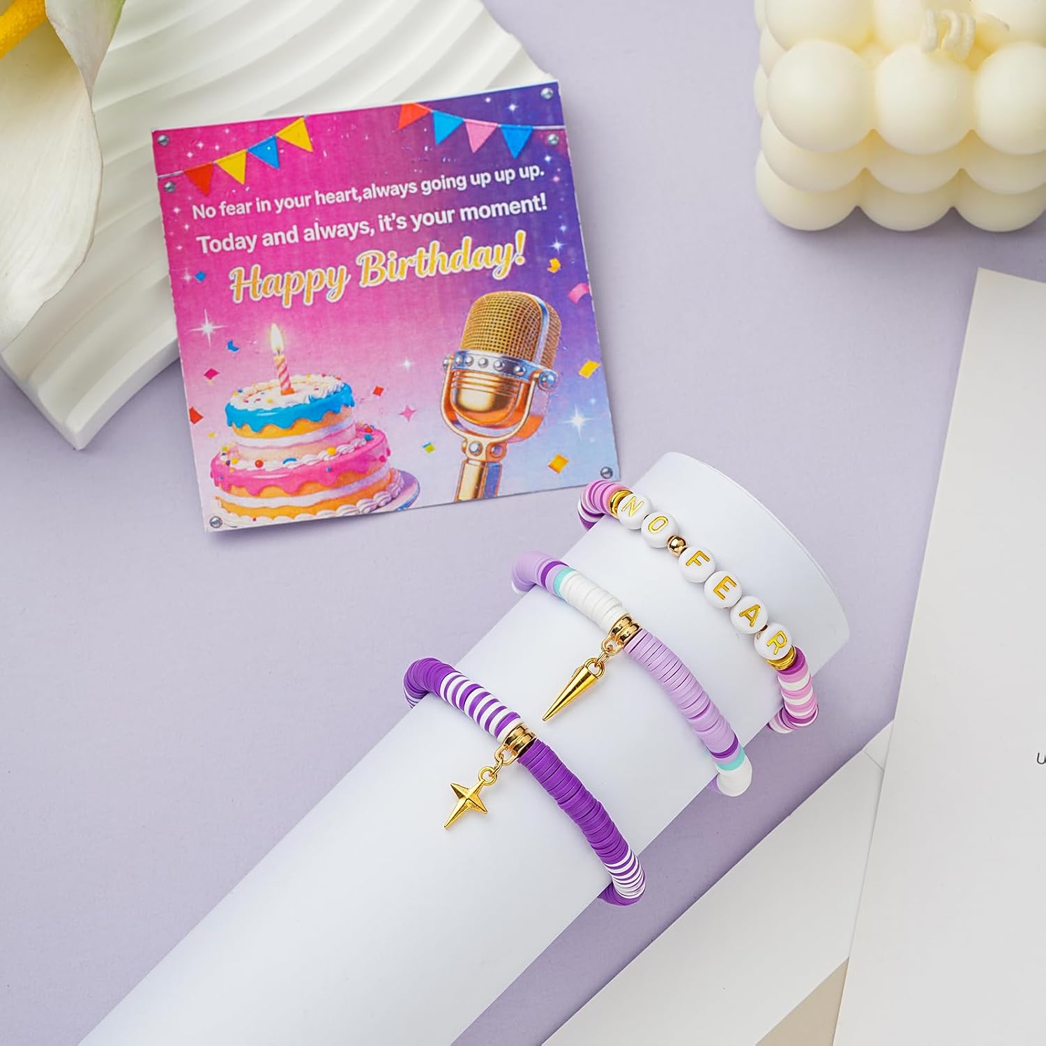 KPop Bracelet Merch Stuff and Birthday Card, Stretchy Polymer Clay Bracelet, KPop Jewelry Party Decor Outfits Accessories, Gift for Women Daughter Sister Fans image 5