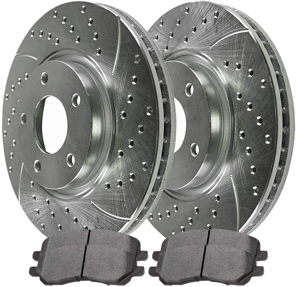 AutoShack BRKPKG003817 Front Drilled and Slotted Brake Kit