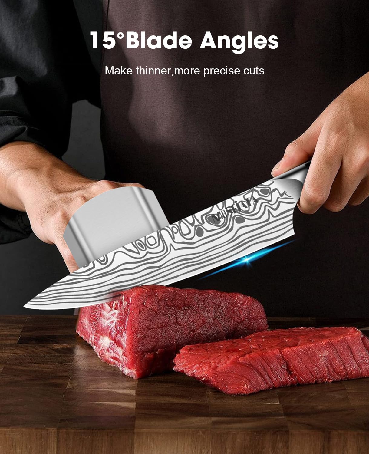 MOSFiATA 2Pcs Chef Knife Set, Sharp Kitchen Knife High Carbon German EN1.4116 Stainless Steel Cooking Knife, 9"&6" Chopping Knife Kitchen Knives Set with Ergonomic Handle, Gift Box