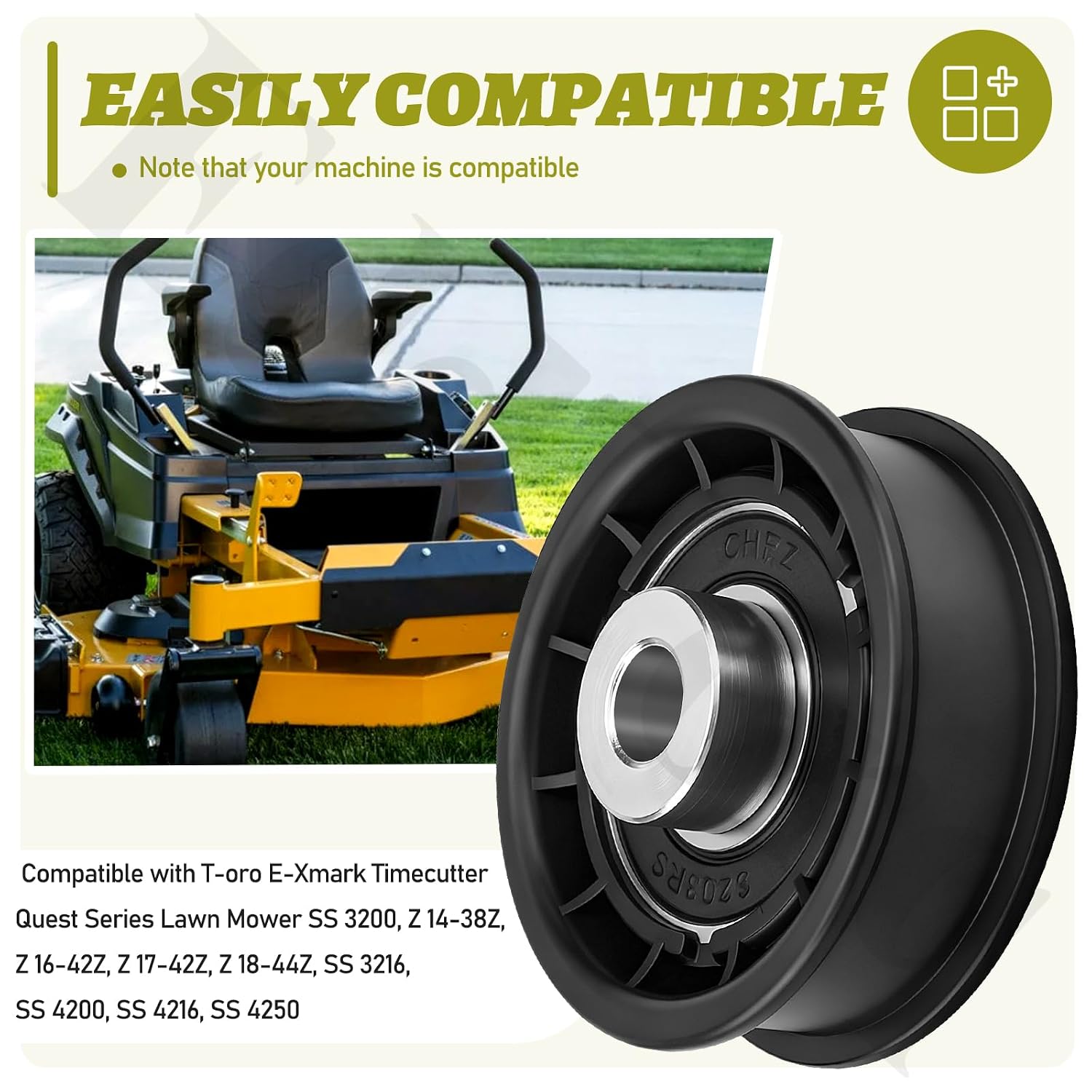 2 Pack 15280 Flat Hydro Drive Idler Pulley - Replace Toro Ex-Mark 106-2176, 106-2176, for Toro TimeCutter, Ex-Mark Quest ZS3200, SS5000, SS3200, SS4250, Z420 Model