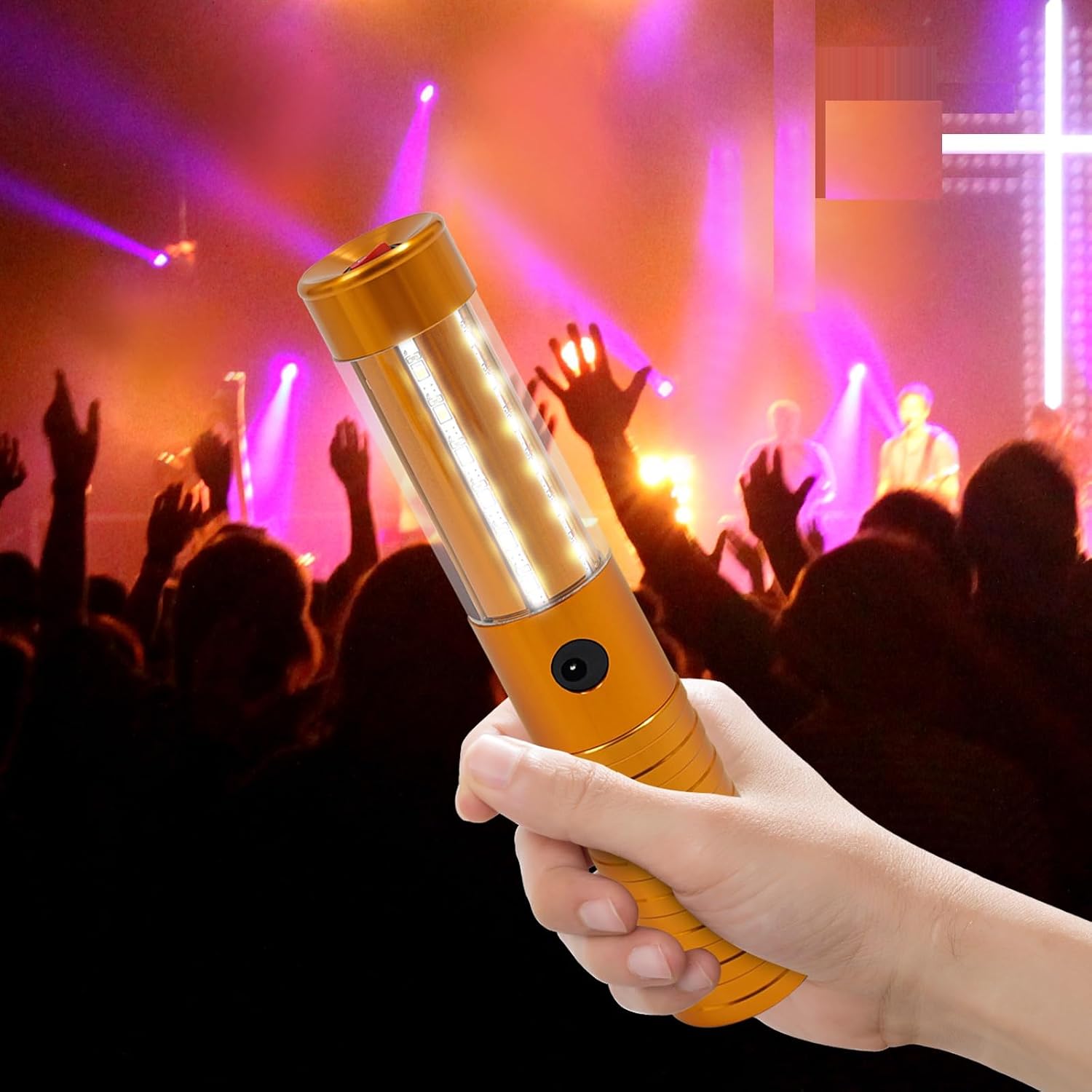 6 PCS LED Strobe Baton Lights Bottle Service Rechargeable Light Sparklers Sticks Reusable Handheld Champagne Topper Lamp for Nightclubs Weddings Party Bar Festival Activity Stage Outdoor (Gold)