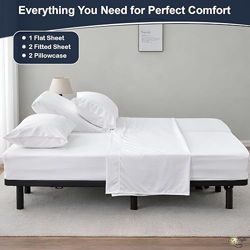 Miniatura 4 de Cotitngton Lane - Sábanas de tamaño King dividido para cama ajustable, 100% algodón, 5 piezas extra suaves, tamaño King dividido para 14 a 16