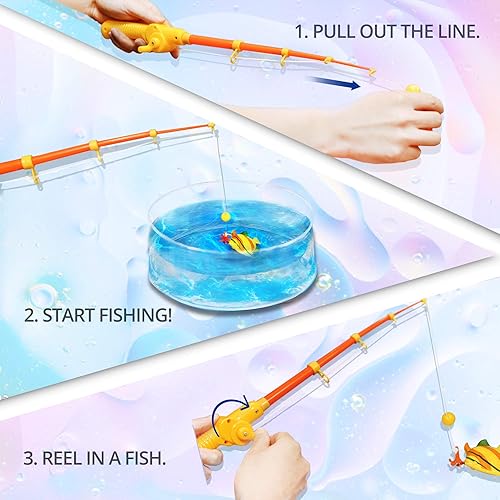Miniatura 4 de Novelty Place Potty Fisher - Juego de pesca para inodoro para niños y adultos, caña de pescar con línea de gancho y fregadero, tanque de agua,