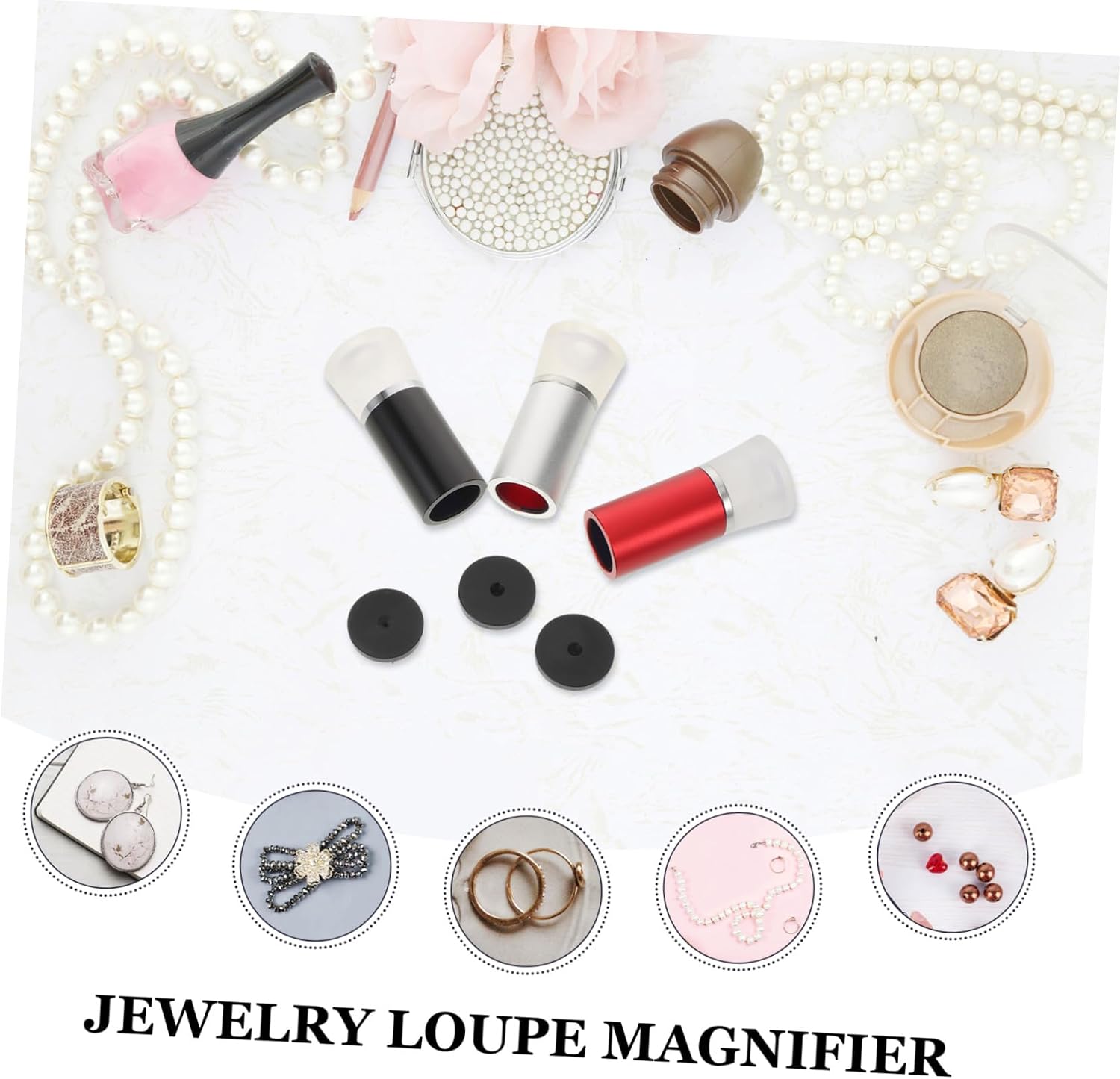 3pcs Jewelers Loupe 10x Portable Metal Magnifier for Inspection