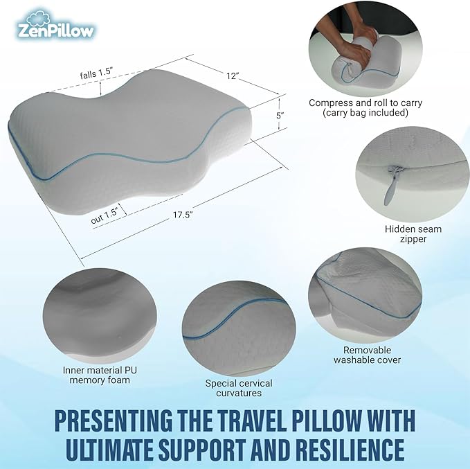 Almohada de Viaje Cervical Espuma Viscoelástica Ergonómica miniatura 2