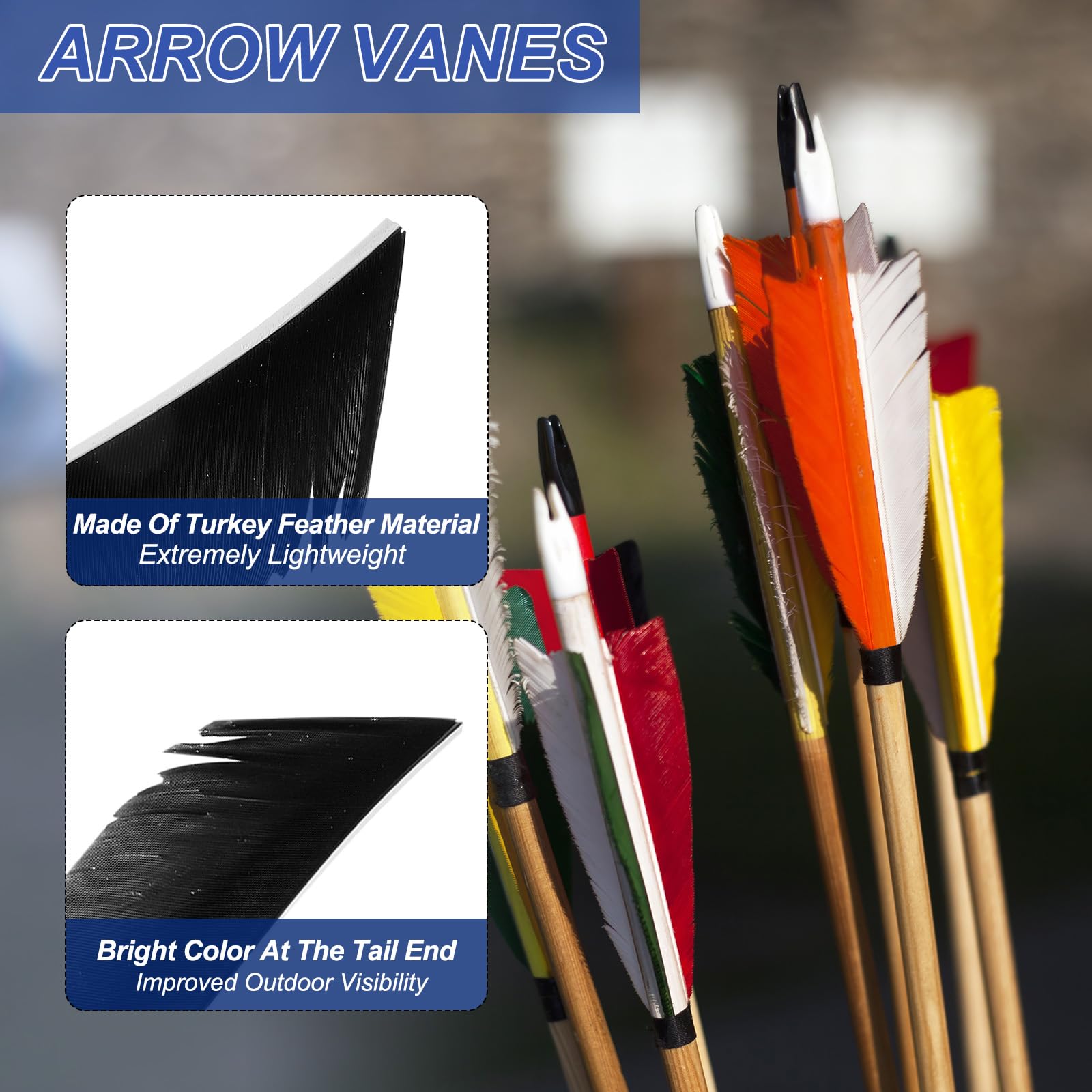 PATIKIL Plumas de Flecha, Paquete de 50 Plumas de Pavo de 11 Pulgadas para Flechas de Arquería, Plumas de Flecha de ala Derecha en Forma de Escudo para Tiro al Blanco DIY, Negro