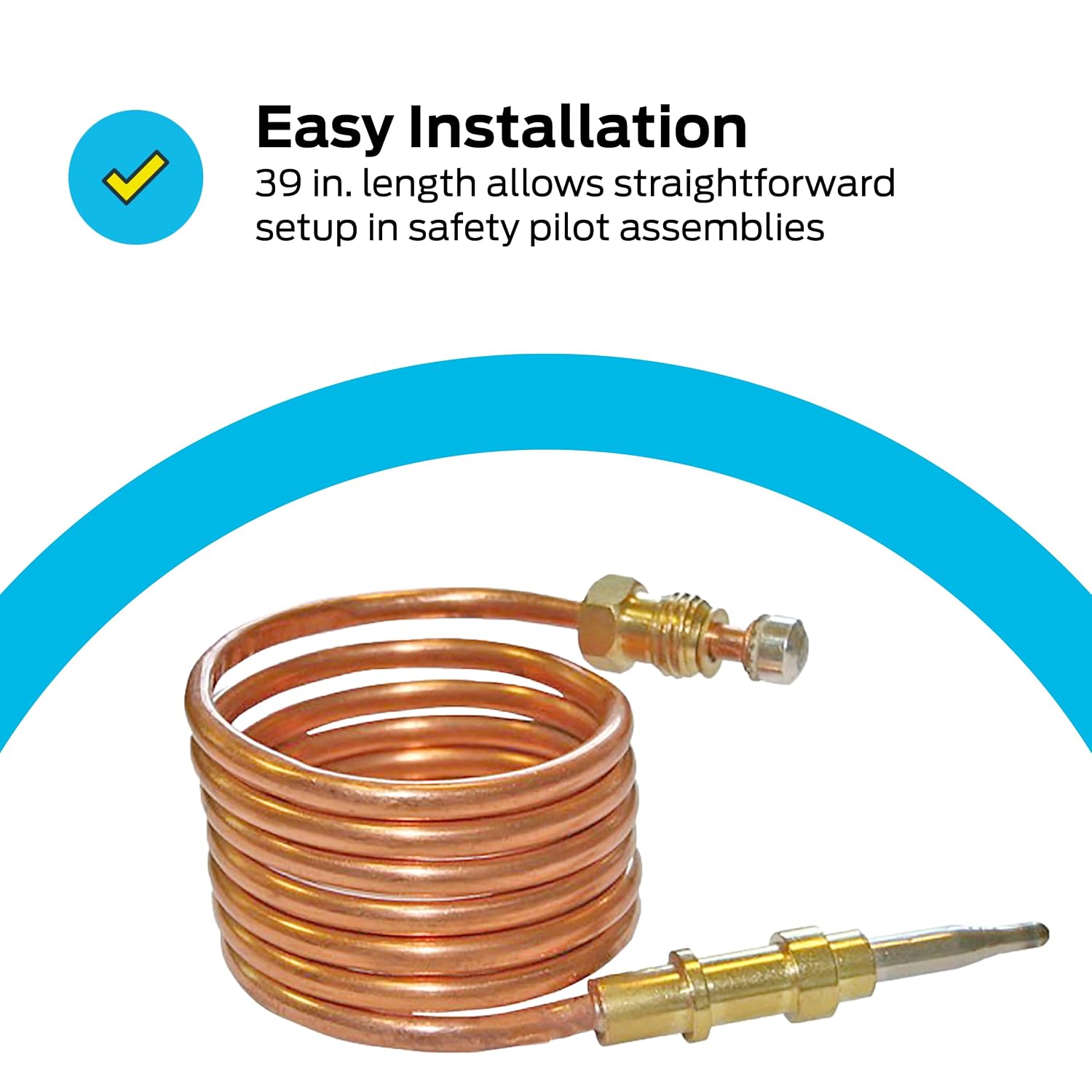 Eastman 39 Inch Thermocouple for ProCom Gas Heaters or Fireplaces, Stainless Steel, 60044