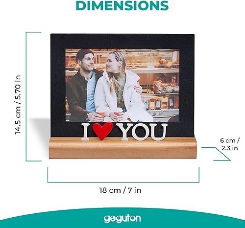 Miniatura 4 de GEGUTON - Marco de fotos I Love You de 5 x 7 pulgadas, marco de madera, marco de fotos para regalo, artículo decorativo, día de San Valentín,