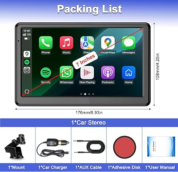 Wireless CarPlay & Android Auto Screen, 7