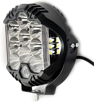 9 Inch 75W Led Work Light Side Shooter Flashing, Clear LED Pod Round Spot | 800M beam Distance, 6000K, With Clear Cover Rally And Side Flashing,Round Fog Work Lamp for 4x4 Truck Boat