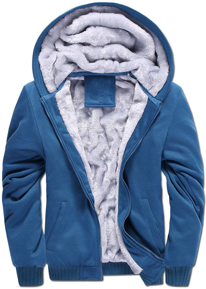 VSUSN Uomo Felpa con Cappuccio Manica Lunga Felpe con Cappuccio Vello Foderato Hoodies con Cerniera Cappotto Giacca Inverno Caldo
