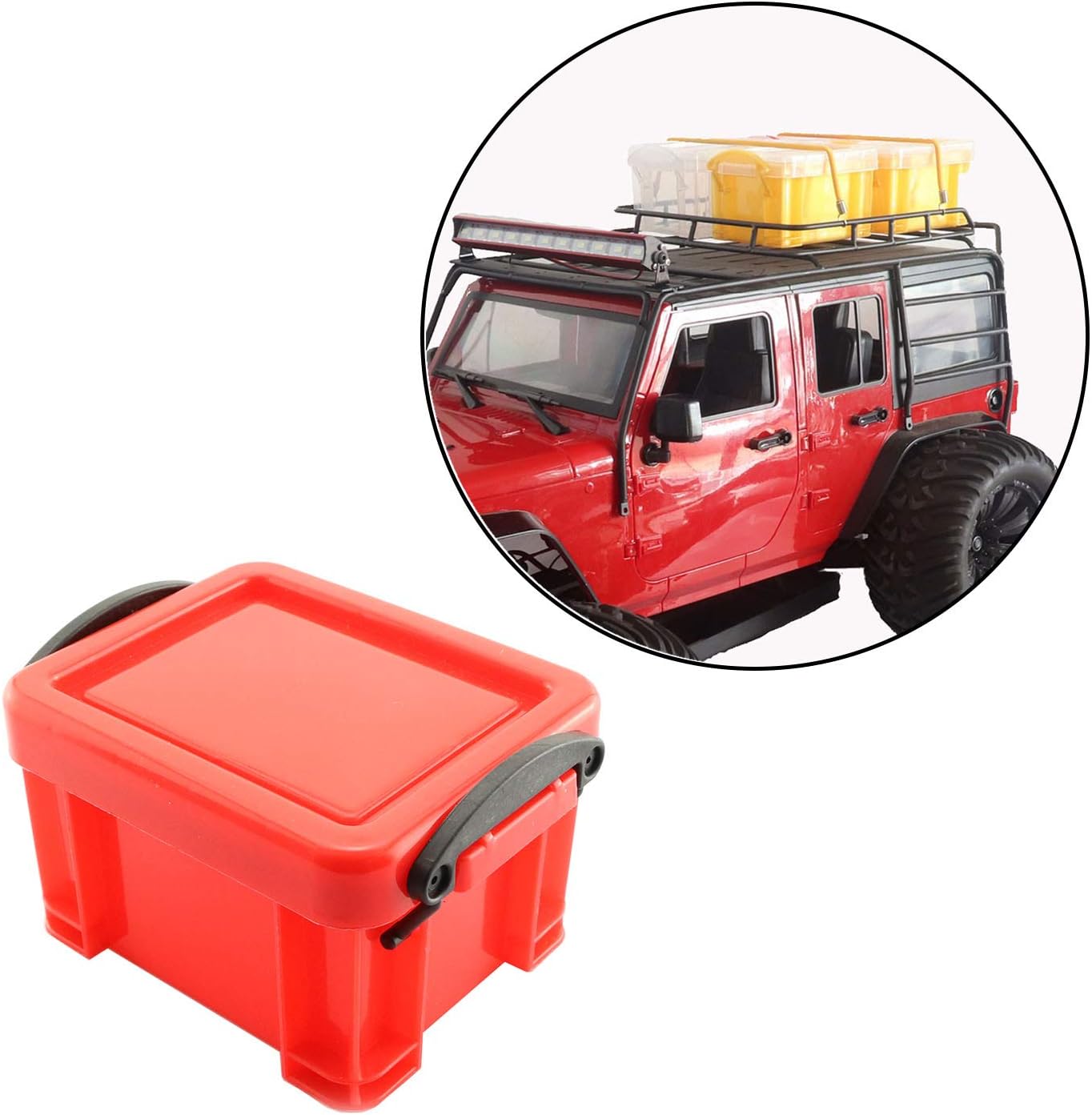 Maxmoral Mini Decoration Plastic Storage Box Accessories for 1/10 RC Rock Crawler Axial SCX10 RC Car Truck Parts Red