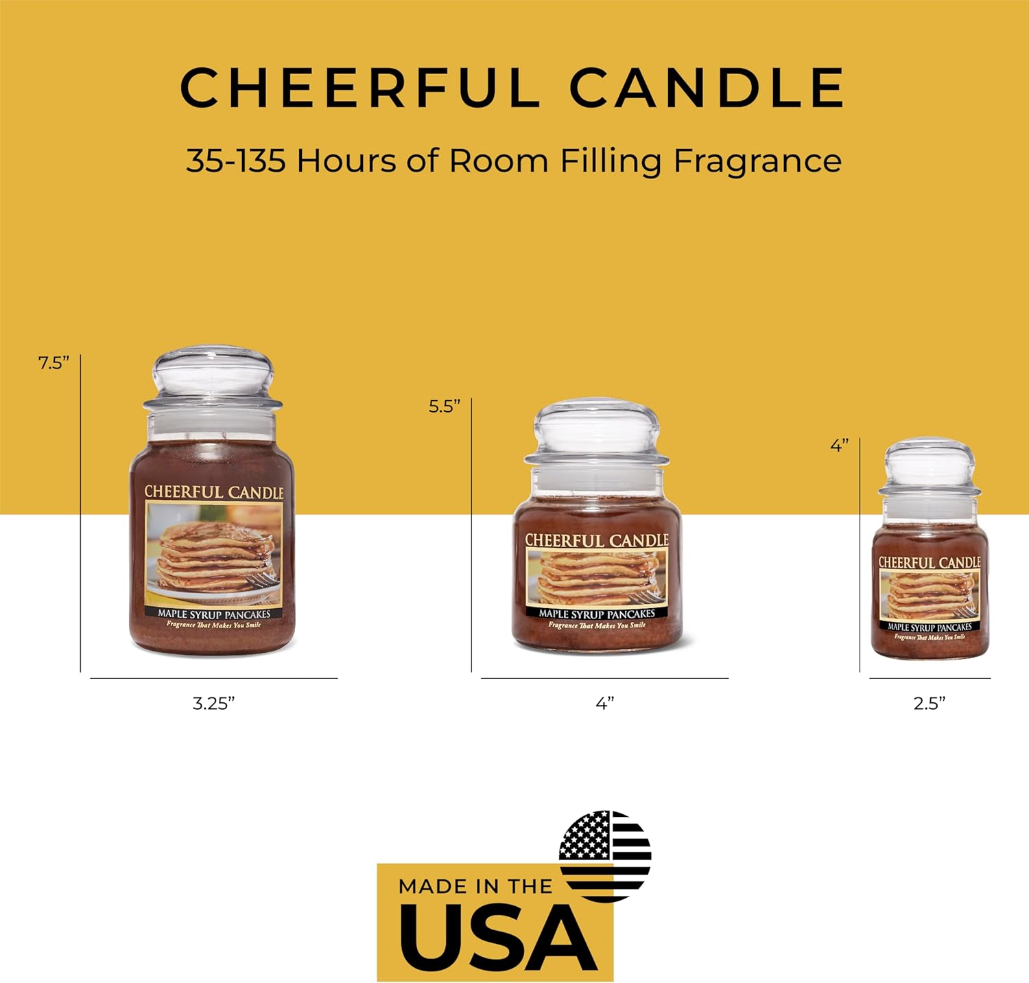 A Cheerful Giver - Maple Syrup Pancakes Scented Glass Jar Candle (24 oz) with Lid & True to Life Fragrance Made in USA