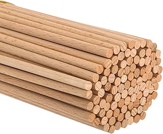 Frcctre 100 Pack Wooden Dowel Rods, 3/16 x 12 Inches Unfinished Natural Wood Craft Dowel Rods Wood Sticks for DIY Crafts, Party, Wedding Centerpieces