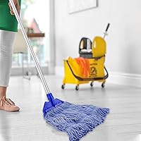 Vista 6 de Repuesto de cabezal de fregona para trapeadores comerciales resistentes para limpieza de suelos, repuesto de cabezal de hilo de algodón azul