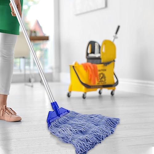 Miniatura 6 de Repuesto de cabezal de fregona para trapeadores comerciales resistentes para limpieza de suelos, repuesto de cabezal de hilo de algodón azul