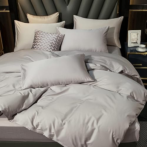 Miniatura 5 de MooMee Juego de funda de edredón 100% algodón egipcio, ropa de cama de lujo de 800 hilos, satén de fibra larga, súper suave, cómodo, transpirable