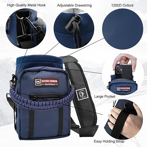 Vista 118 de NATURE PIONEOR Soporte para botella de agua con correa de 25, 32, 40, 64 onzas, funda aislante para botella de agua para senderismo, campamento al