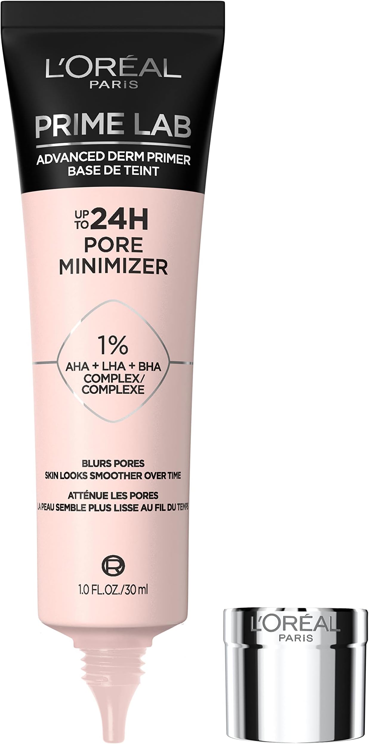 L'Oreal Paris Prime Lab Up to 24H Pore Minimizer Face Primer Infused with AHA, LHA, BHA Complex to Smooth and Extend Makeup Wear, 1.01 Fl Oz