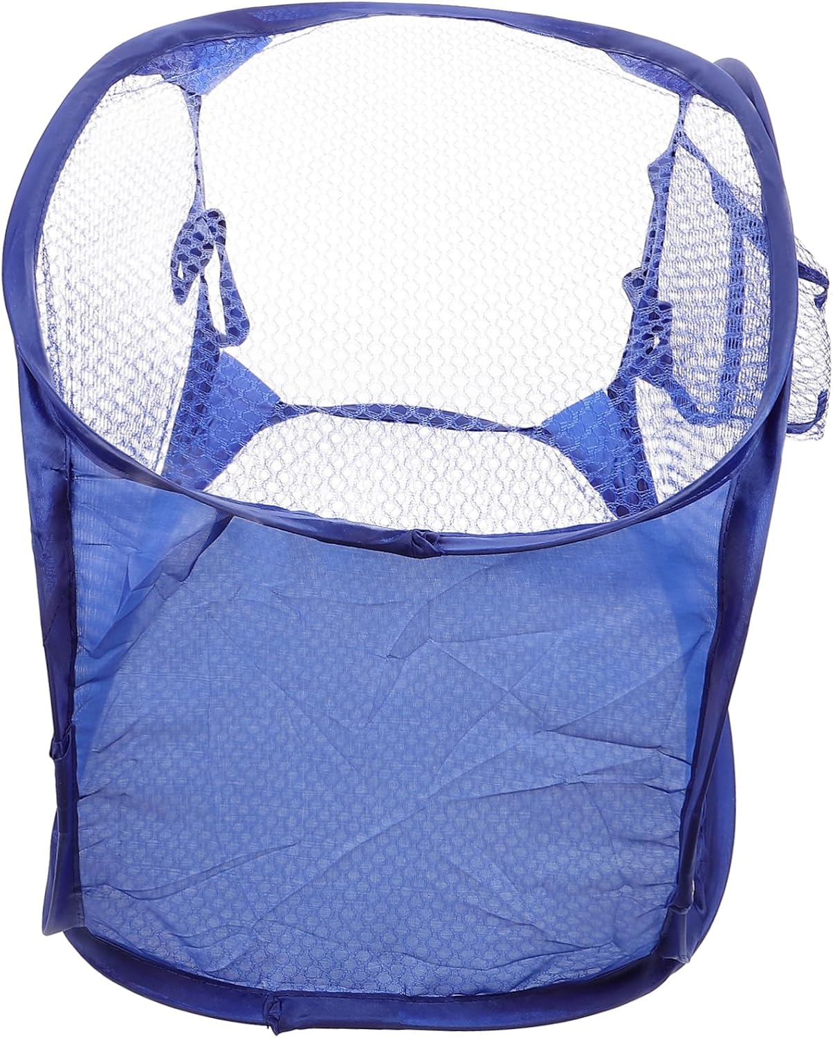 Kichvoe Foldable Pop Up Laundry Hamper Basket with Handles Breathable Mesh Dirty Clothes Bin for College Dorm Small Apartment Storage Blue