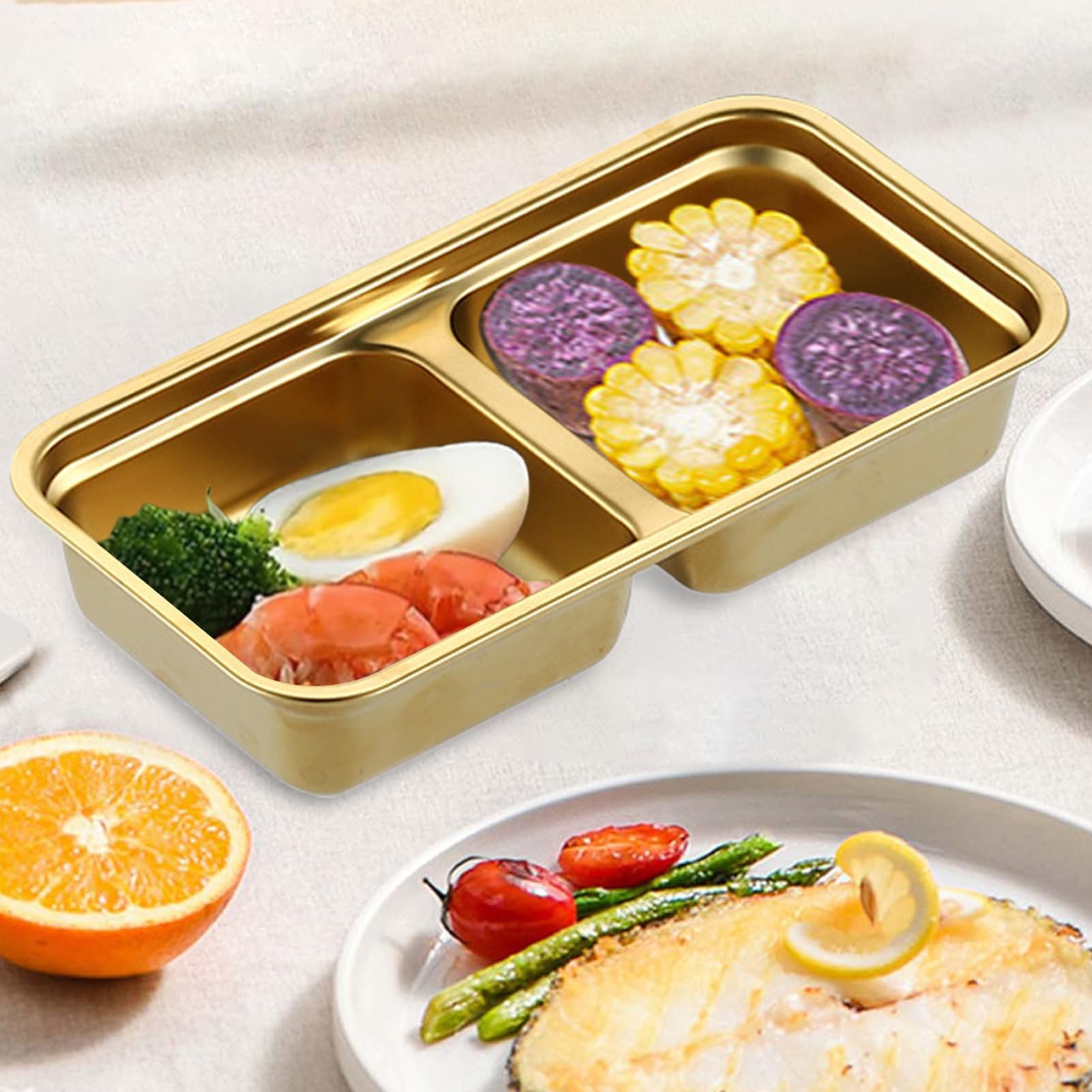 Fiambrera de Acero Inoxidable, Recipiente para almacenar Alimentos con Tapa, Estuche metálico Resistente a Fugas para Preparar Comidas.