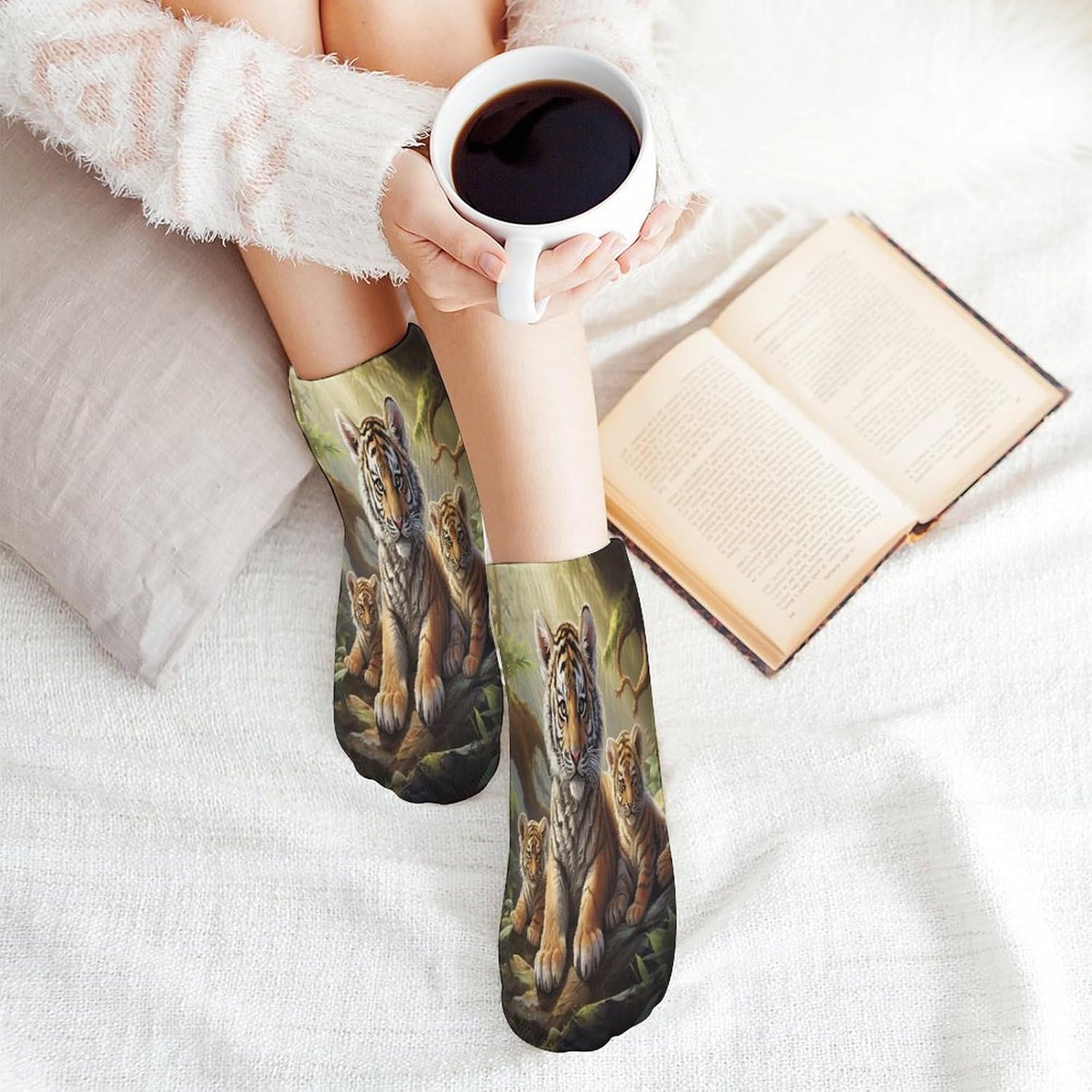 Women's Thin Elastic Socks Low-top Sports Invisible Jungle Animals Printed Ankle Socks 5 Pairs Suitable for Travel Commuting Outdoor