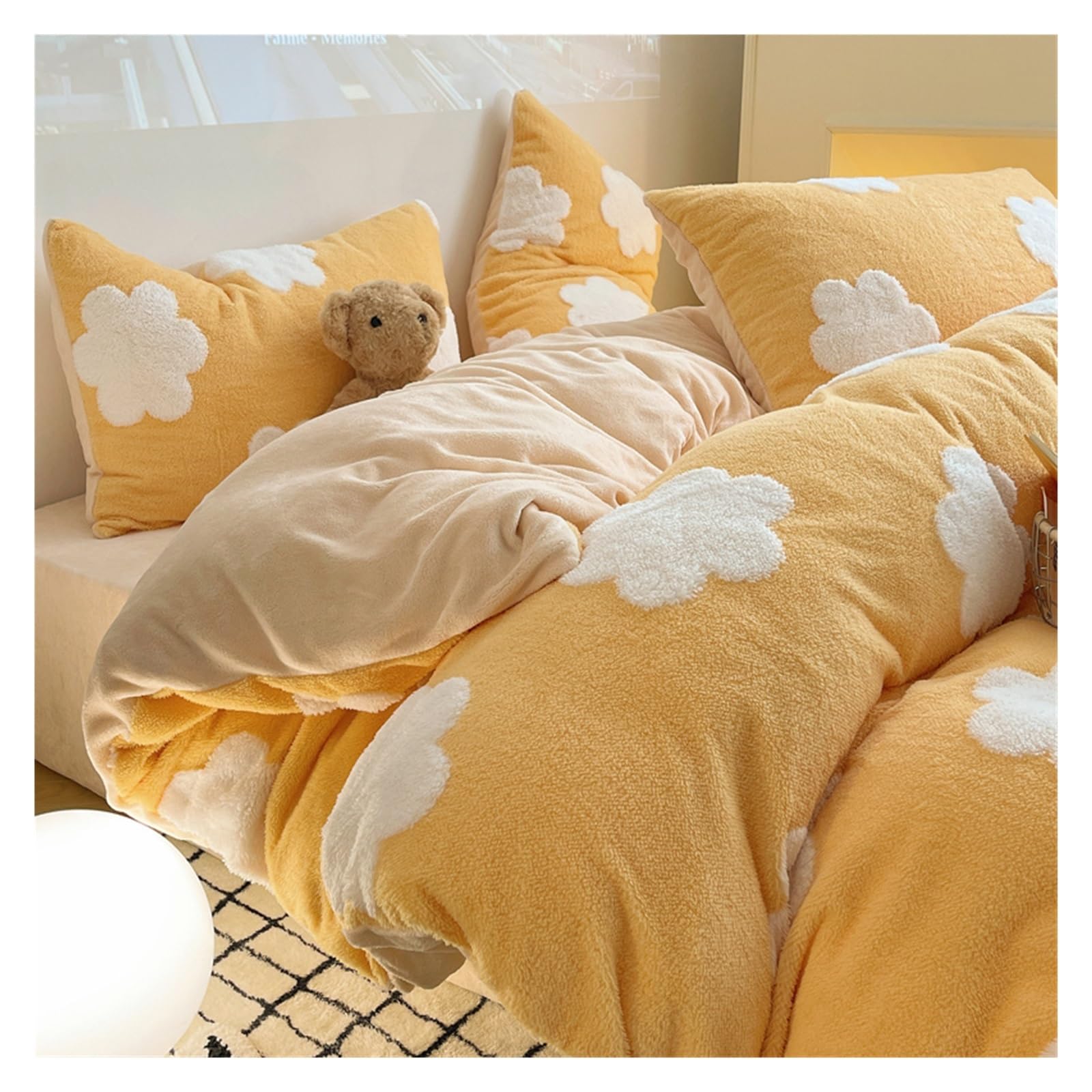 Ensemble de housse de couette en velours thermique ultra respirant